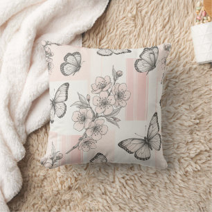 Coussin Motif toile de fond botanique vintage papillon (9)