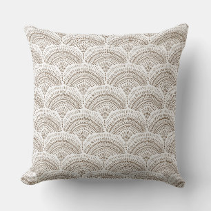 Coussin Motif traditionnel africain ethnique blanc marron