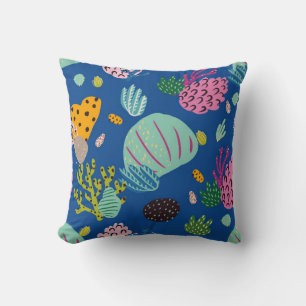 Coussin Motif transparent sous-marin avec belle 