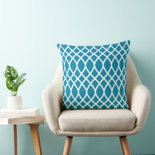 Coussin Motif Trellis   bleu Turquoise
