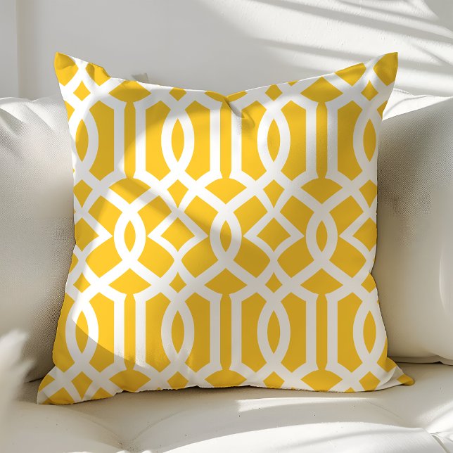 Coussin Motif Trellis marocain Jaune et Blanc tendance (Créateur téléchargé)