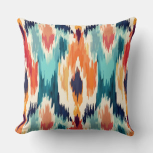 Coussin Motif tribal coloré Ikat