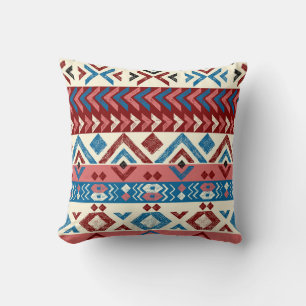 Coussin Motif tribal coloré tiré à la main