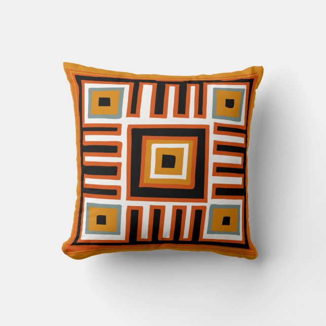 Coussin motif tribal géométrique d'Afrique Abstraite (Recto)