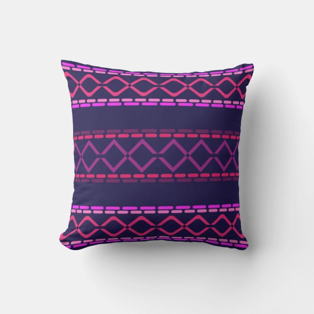 Coussin Motif tribal rose et pourpre (Recto)