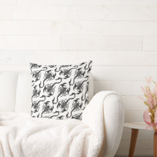 Coussin Motif tribal scorpion noir et blanc