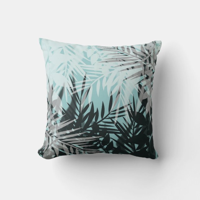Coussin Motif tropical bleu clair (Recto)