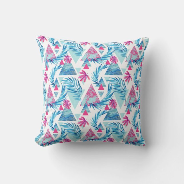 Coussin Motif tropical de feuille d'aquarelle abstraite (Recto)