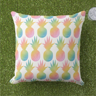Coussin Motif tropical de l'ananas arc-en-ciel coloré