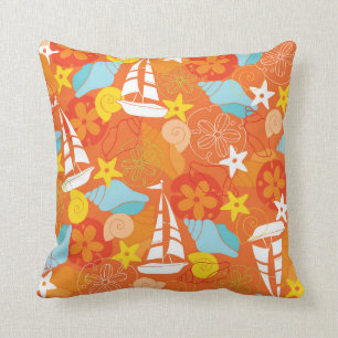 Coussin Motif tropical de voilier