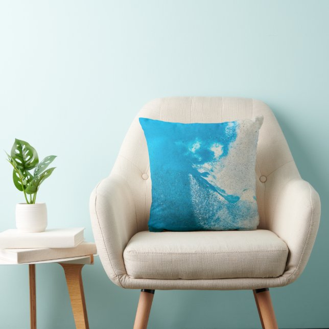 Coussin Motif Turquoise Abstrait (Chaise)