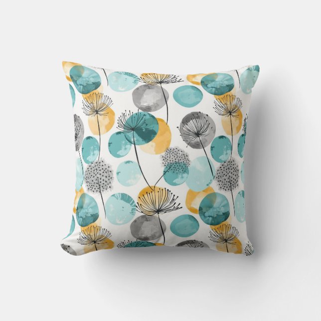Coussin Motif turquoise jaune (Recto)