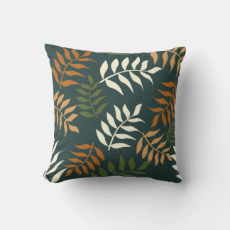 Coussin Motif vectoriel de feuille sarcelle tropicale