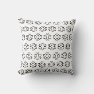 Coussin Motif vectoriel en spirale noire sur fond blanc