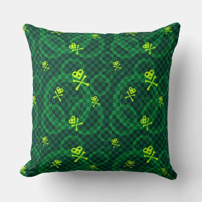 Coussin Motif vert d'Emo avec des cercles (Recto)