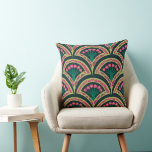 Coussin motif vert en forme de coque