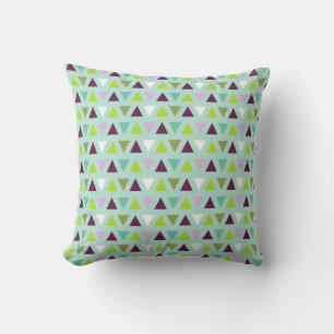 Coussin Motif vert pourpre des triangles géométriques