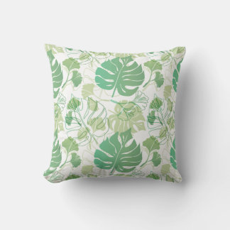 Coussin Motif vert tropical avec feuilles