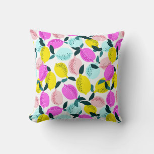 Coussin Motif Vintage aux citrons à main