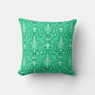 Coussin Motif vintage baroque vert sans couture. Illustrat