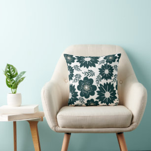 Coussin Motif Vintage noir et blanc rétro