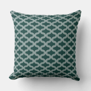 Coussin Motif Wave géométrique élégant Vert blanc