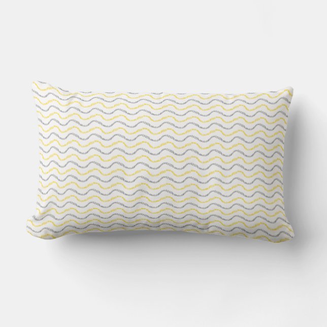 Coussin Motif Wave Jaune & Gris Lumbar (Recto)