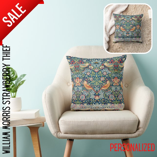 Coussin Motif William Morris Birds de marque personnalisée (Créateur téléchargé)