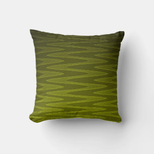Coussin Motif Zigzag Vert Olive Lumineux