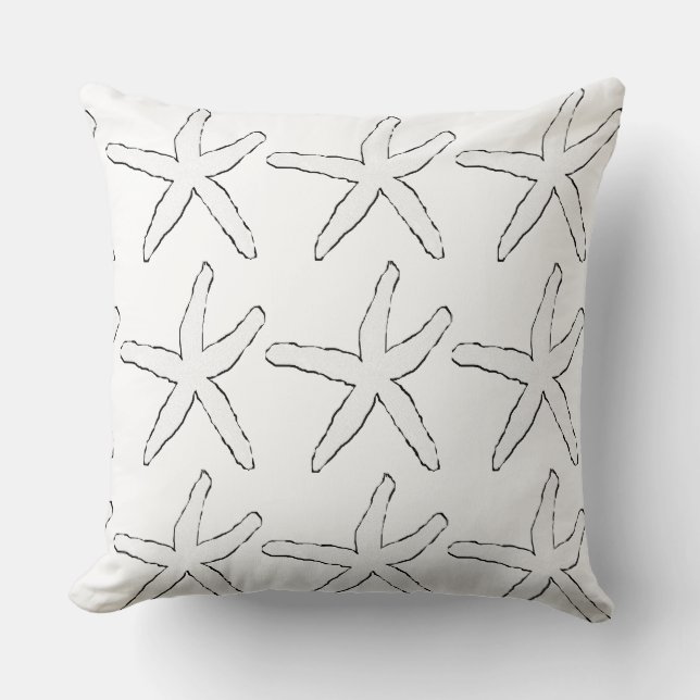 Coussin Motifs blancs noirs de l'écrevisse Coton de plage  (Recto)