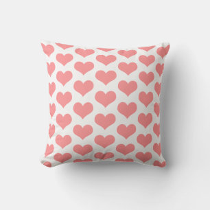 Coussin Motifs de cœur mignons Mariage Corail Rose Saumon