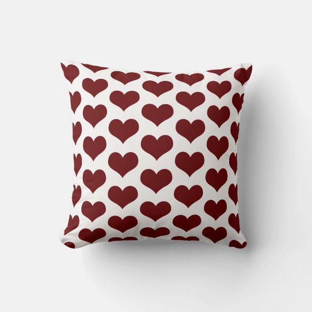 Coussin Motifs de coeur mignons Valentine's Burgundy Rouge (Recto)