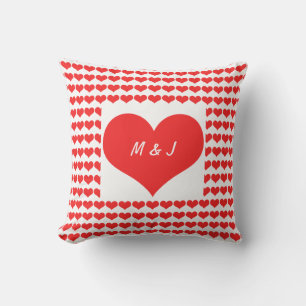 Coussin Motifs de cœur Monogramme Initiales Cadeau de la S