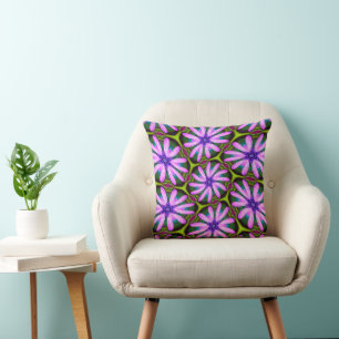 Coussin Motifs marguerite violet