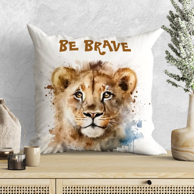 Coussin Motivation de petit lion à l'aquarelle mignon (Créateur téléchargé)
