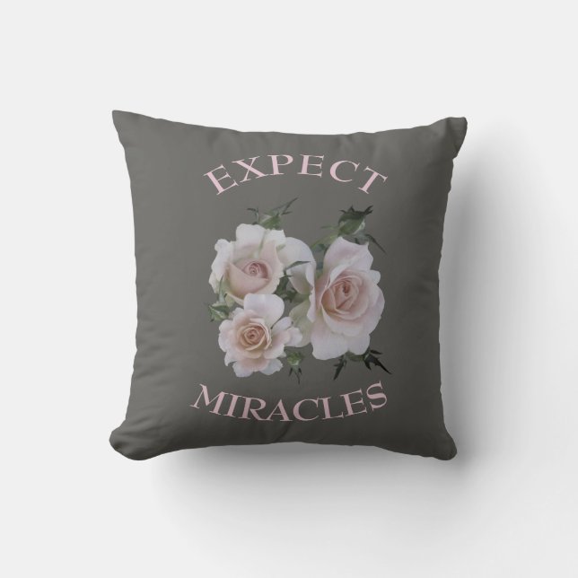 Coussin Motivation des roses gris et roses roses roses (Recto)