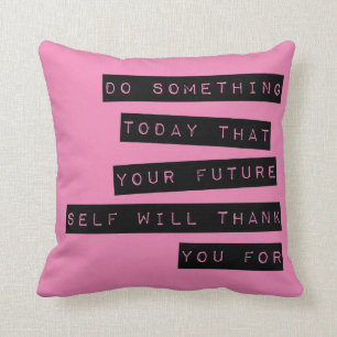 Coussin motivationnel : noir et rose