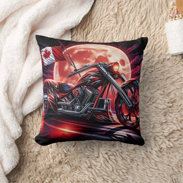 Coussin Moto canadienne sous un clair de lune (Couverture)