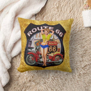 Coussin Moto de l'itinéraire 66 de l'Amérique avec une