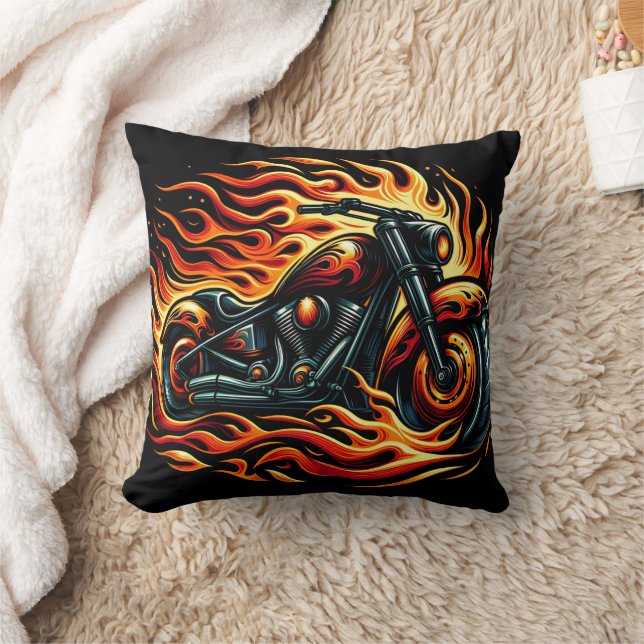 Coussin Moto flamboyante à la tombée de la nuit (Couverture)
