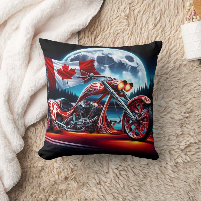 Coussin Moto sur mesure avec drapeau canadien (Couverture)
