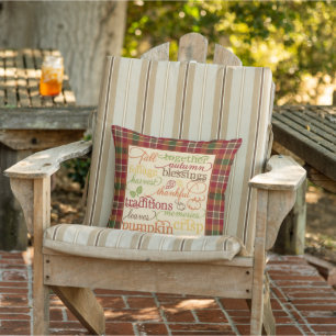 Coussin Mots d'automne sur carreaux