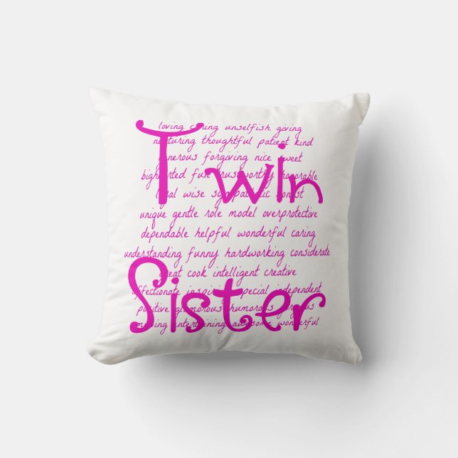 Coussin Mots de la soeur jumelle (Recto)