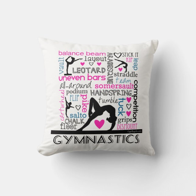 Coussin Mots de terminologie de gymnastique (Recto)