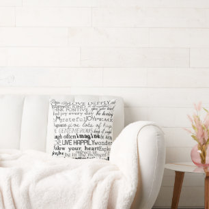 Coussin Mots Inspirants Noir Blanc
