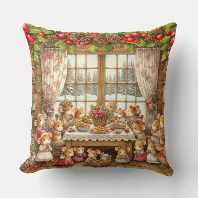 Coussin Mouches familiales à Noël (Recto)