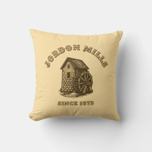 Coussin Moulin à eau de minoterie Rétro Vintage Gravure su