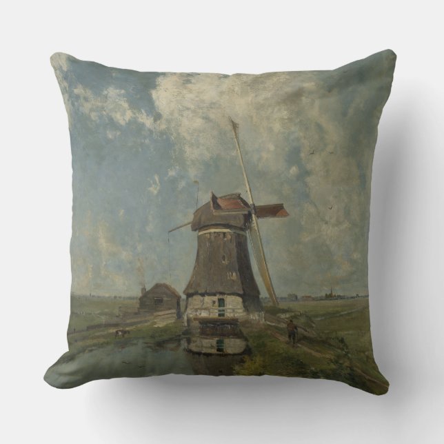 Coussin Moulin à vent hollandais sur la voie navigable de  (Recto)