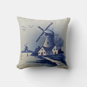 Coussin Moulin blanc blanc blanc vintage