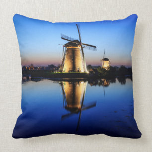 Coussin Moulins à vent au carreau bleu d'heure
